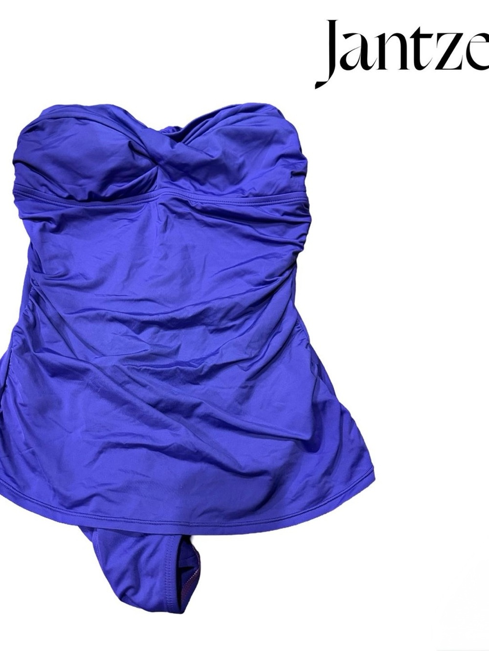 Vintage Jantzen One-Piece Swimsuit Blue Side Ruched Halter Sz 10 💙☀️